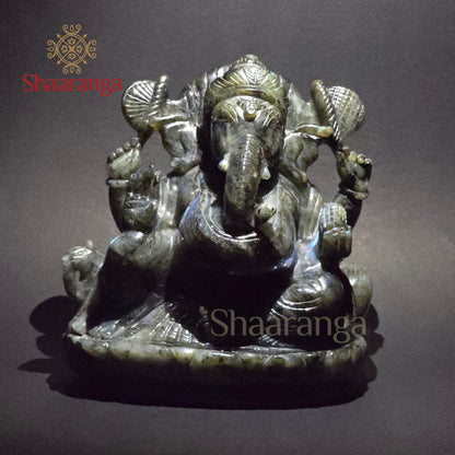 8 Inches labradorite Stone Ganesha