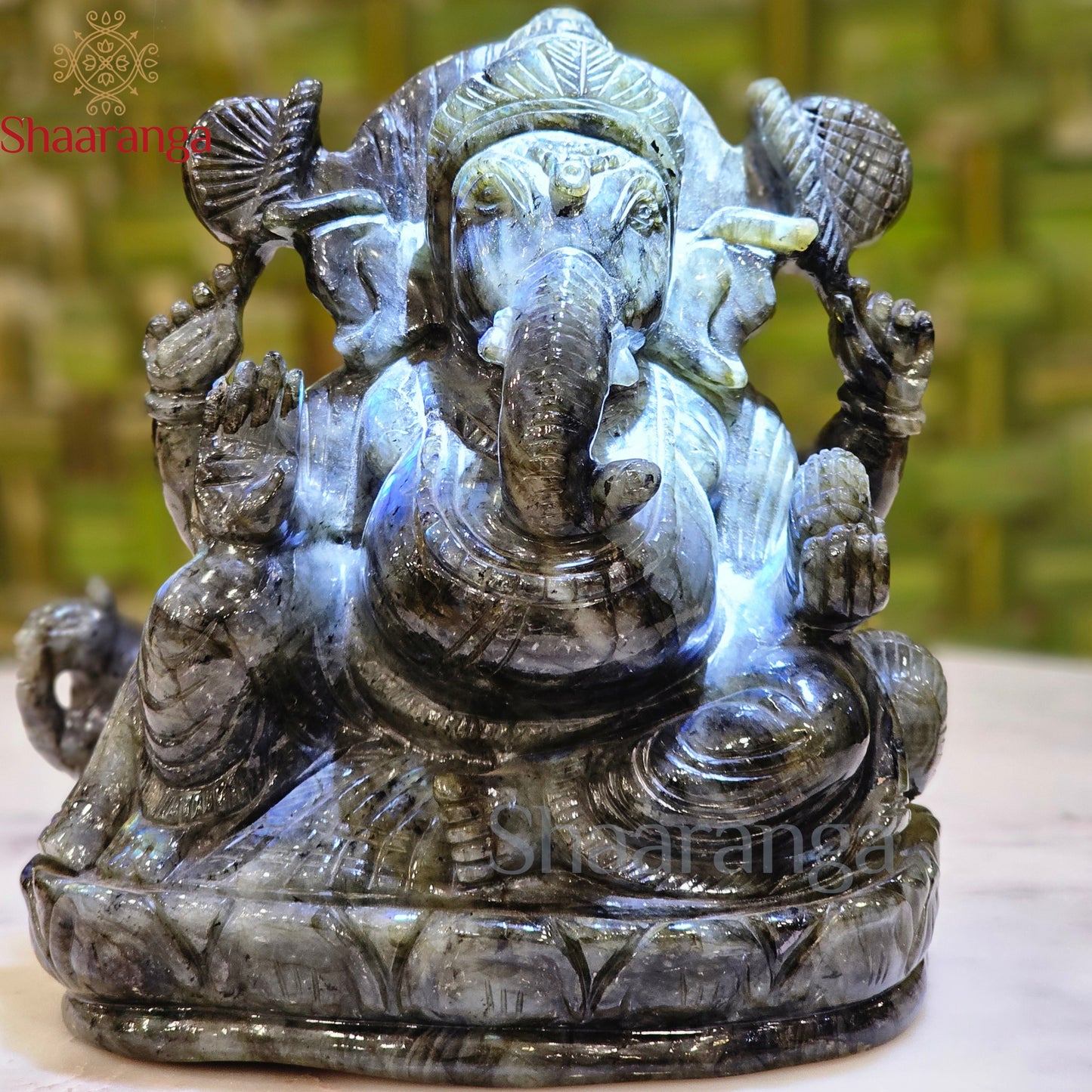 8 Inches labradorite Stone Ganesha
