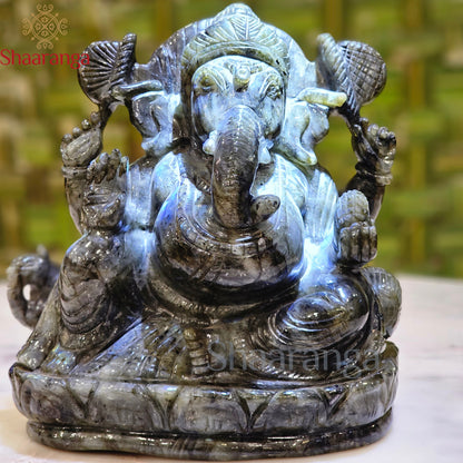 8 Inches labradorite Stone Ganesha