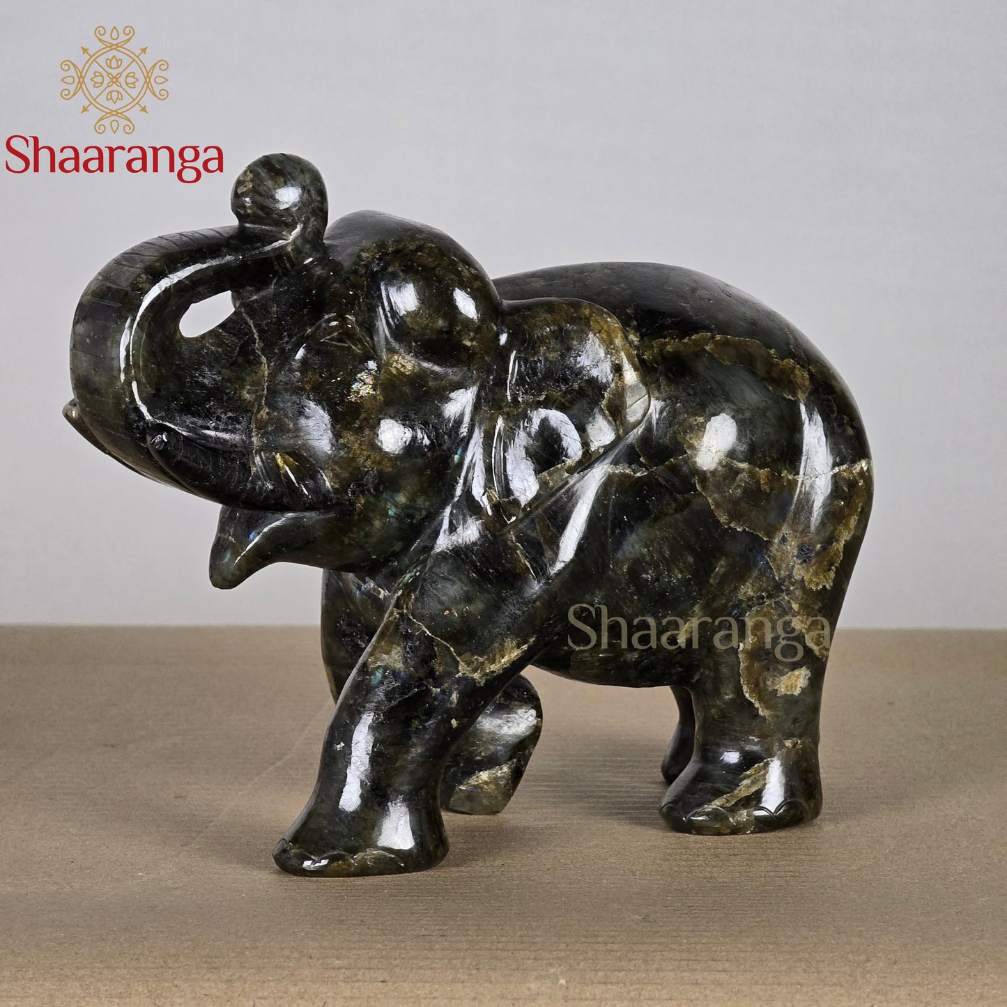 6.5 Inches Semi Precious Stone Elephant