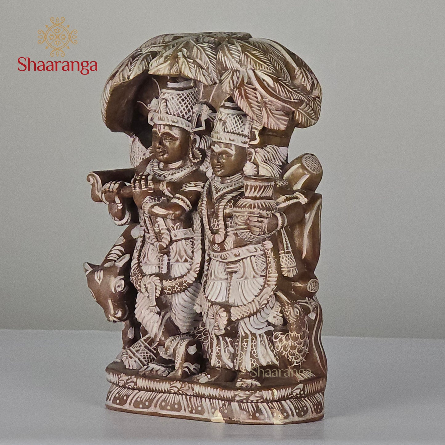 6.5 Inches Stone Radha Krishna with Tree