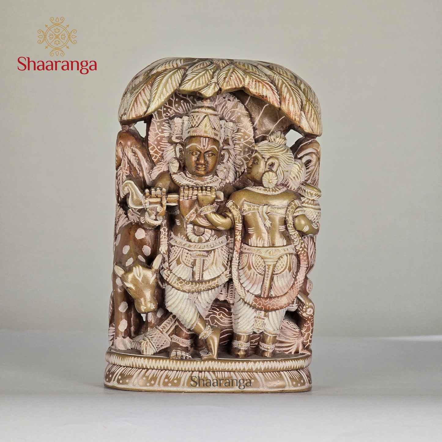 6.5 Inches Stone Radha Krishna with Tree