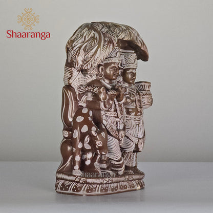 6.5 Inches Stone Radha Krishna with Tree