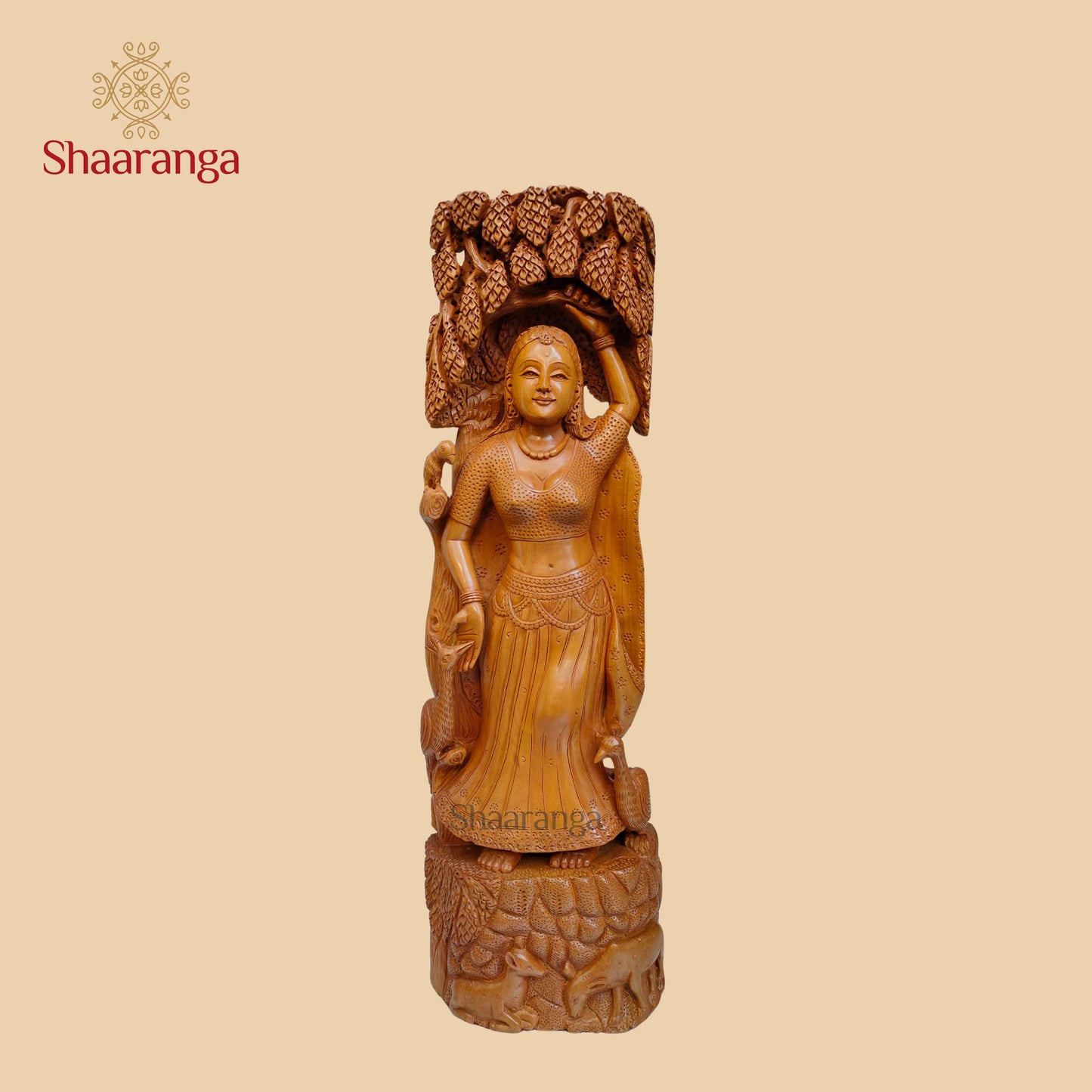 15 Inches Sandalwood Lady Under Tree