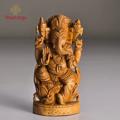 4 Inches Sandalwood Ganesh on Lotus