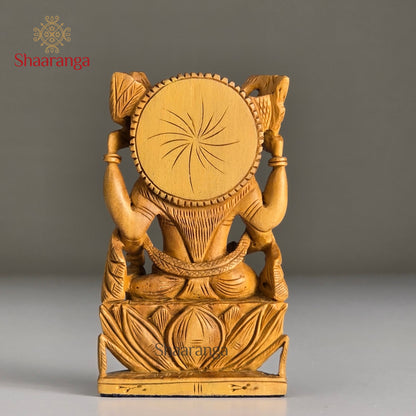 3 Inches Sandalwood Saraswathi on Lotus