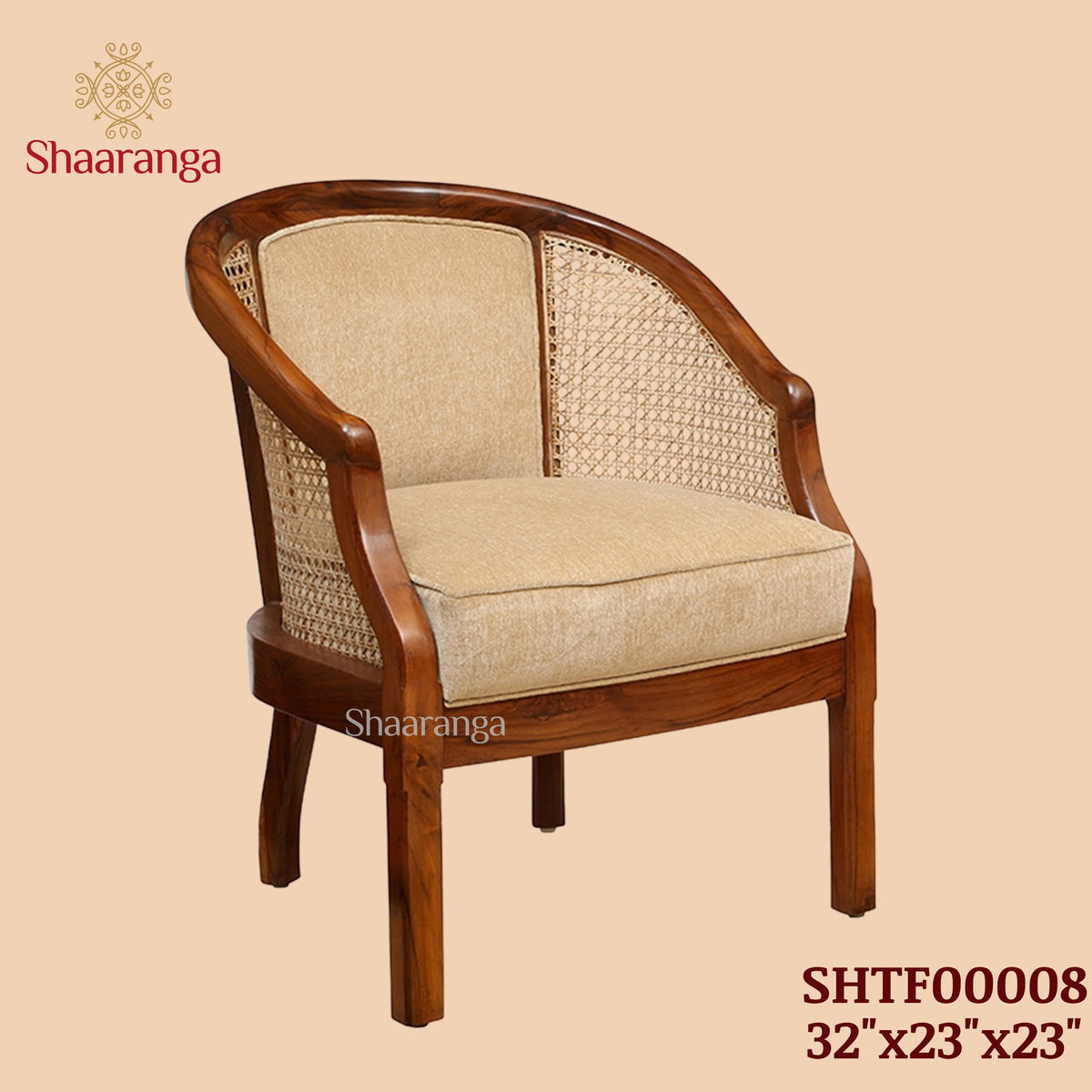 Dura Barrel Single Chair With Cane Work (32x23x23)
