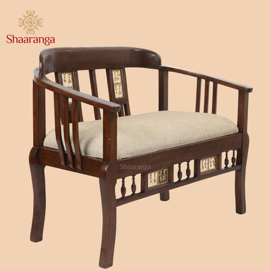 Espa Three Seater Sofa in Premium Teakwood in Walnut Finish (32x62x27)