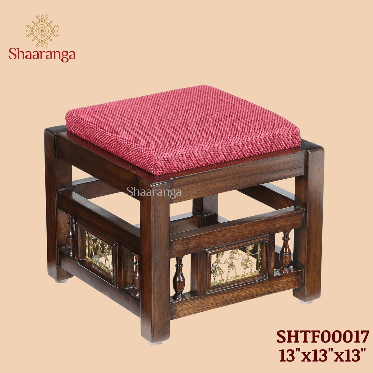 Coco Pouffe with Red Upholstery (13x13x13)