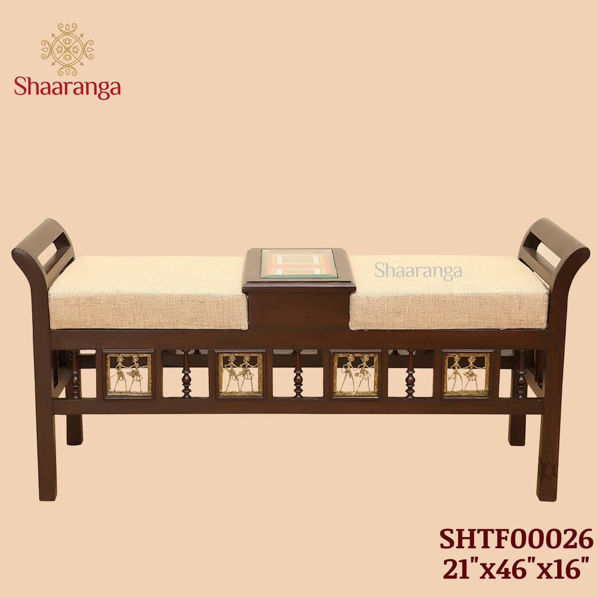 Caya Recamier in Teakwood with Walnut Finish (21x46x16) (Re-Order 45 days)
