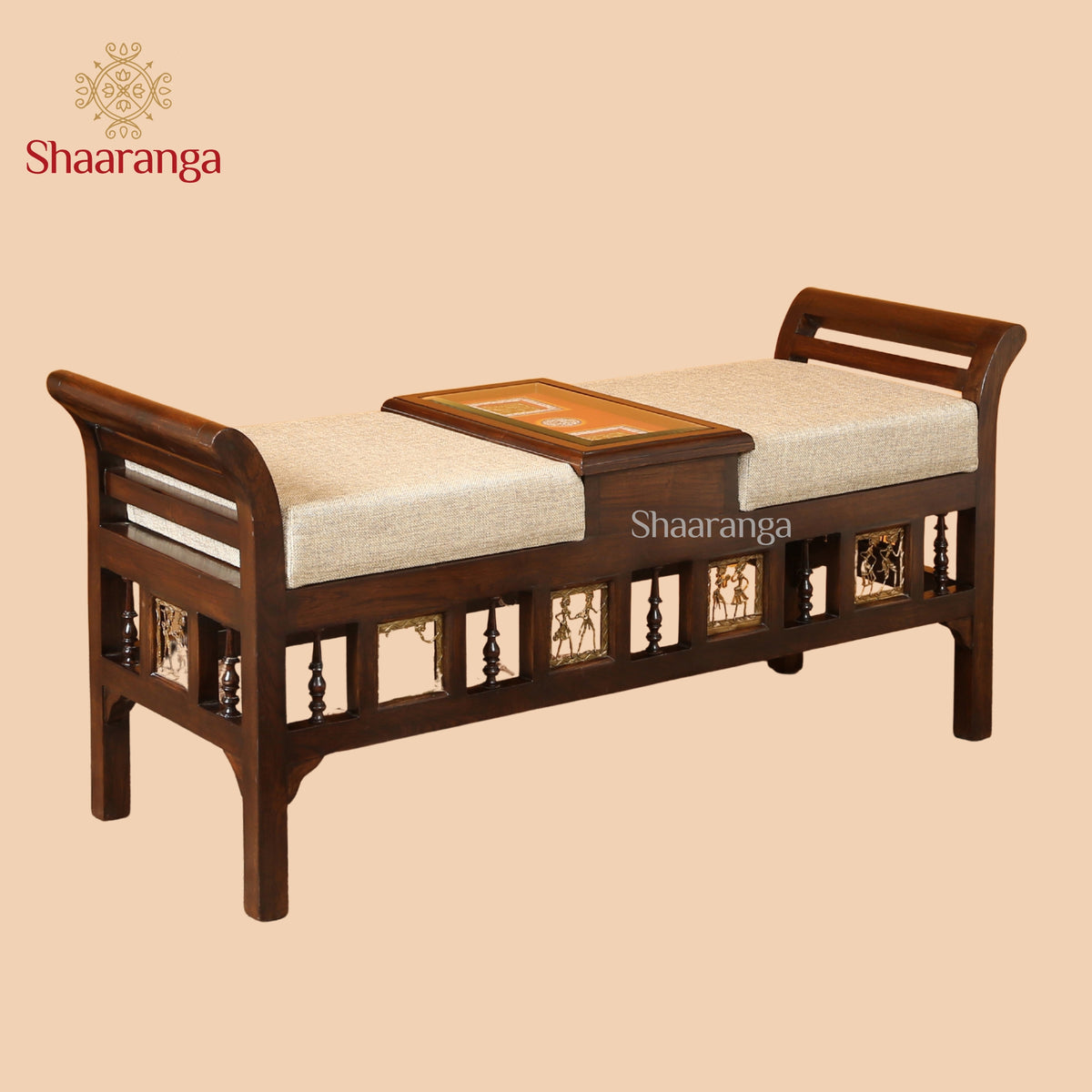 Caya Recamier in Teakwood with Walnut Finish (21x46x16) (Re-Order 45 days)