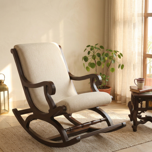 Fritto Rocking Chair in Teakwood with Walnut Finish (35x45x23) (Re-Order time 30 days)
