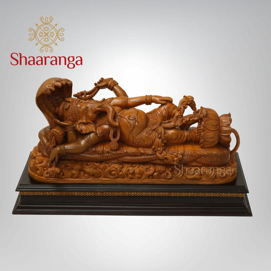 32 inches Padmanabha Style Shayana Ganesha in Premium Teakwood