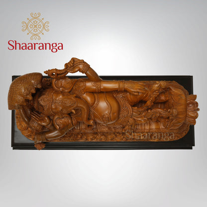 32 inches Padmanabha Style Shayana Ganesha in Premium Teakwood