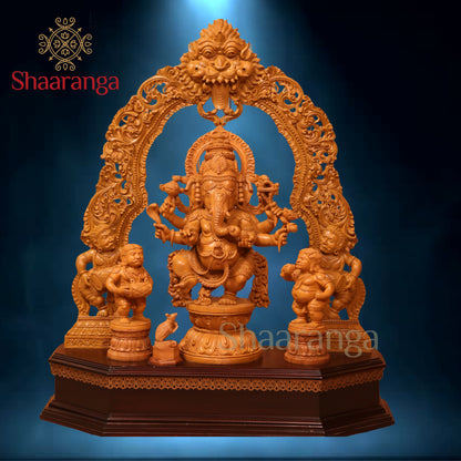 33 Inches  Sandal Wood Dancing Ganesha - a rare museum like collection