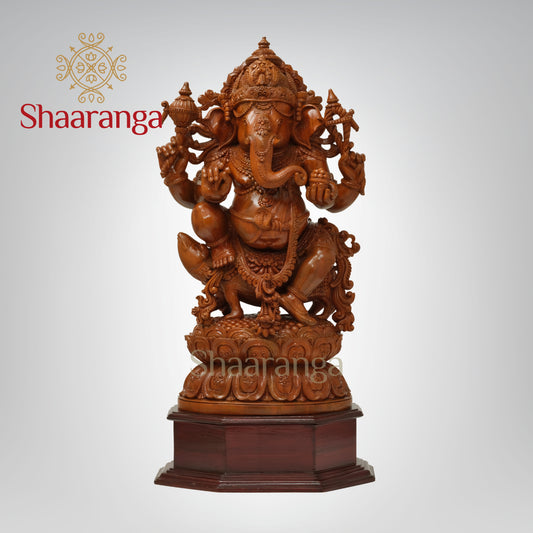 36 inches  Teakwood Ganesha with Mushika vahan