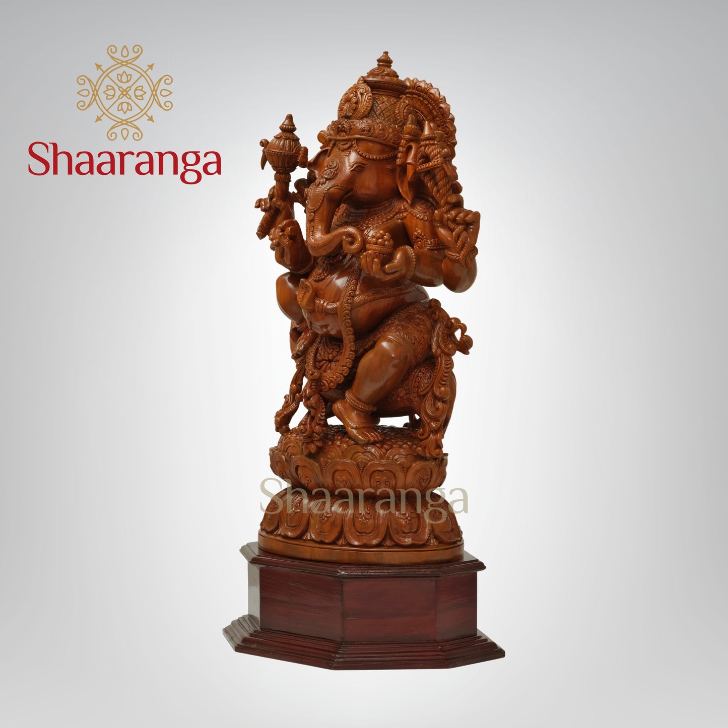 36 inches  Teakwood Ganesha with Mushika vahan