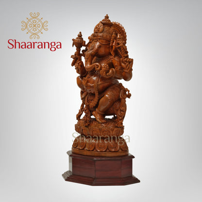 36 inches  Teakwood Ganesha with Mushika vahan