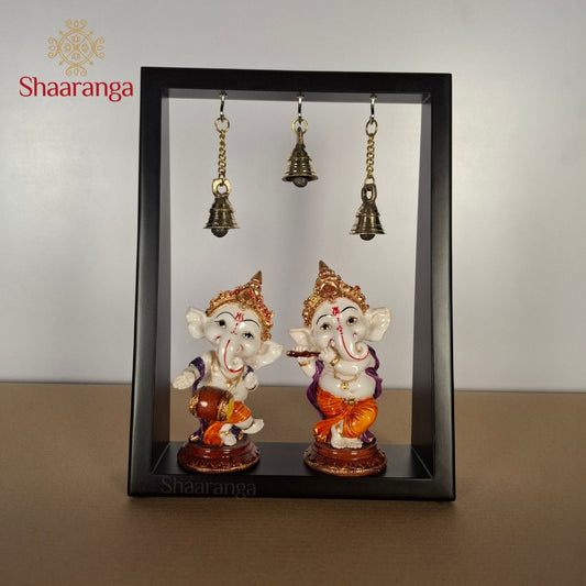 12 Inches Polyresin musical Ganesha With Wooden Frame