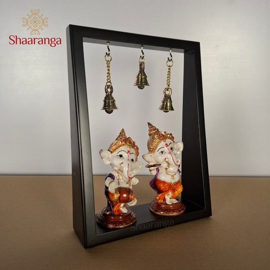 12 Inches Polyresin musical Ganesha With Wooden Frame