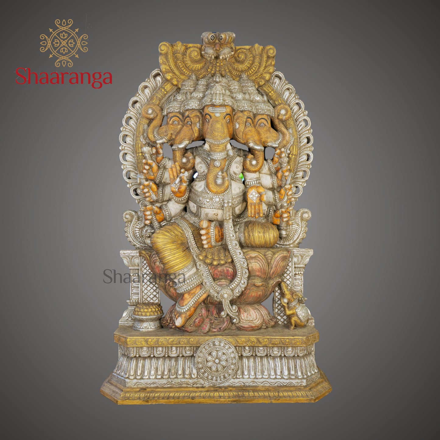 84 Inches Massive Panchmukhi Ganesha – An Exceptional Masterpiece in Wood