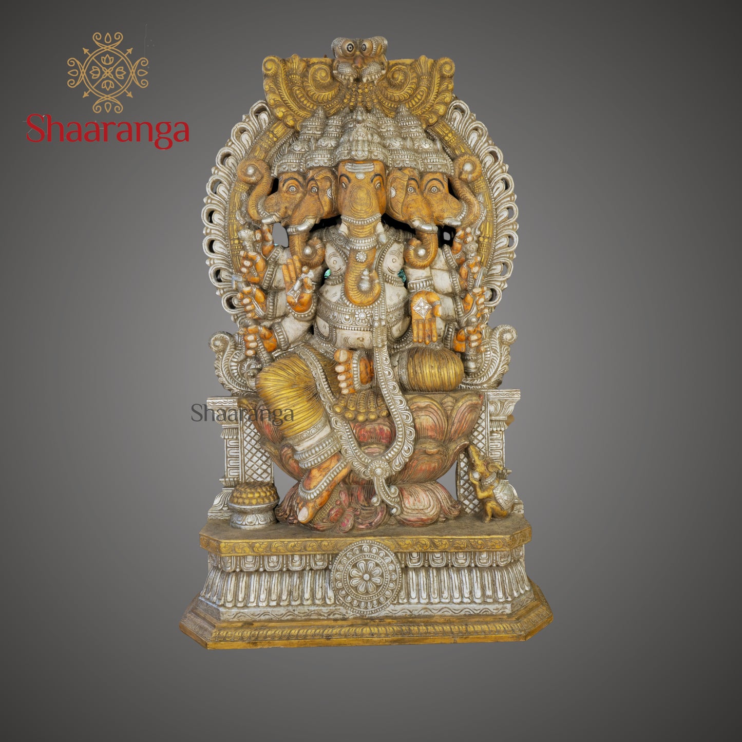 84 Inches Massive Panchmukhi Ganesha – An Exceptional Masterpiece in Wood
