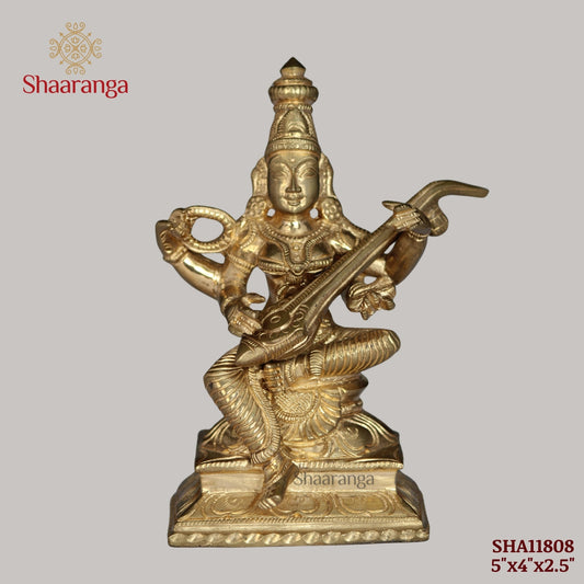 5 Inches Bronze Saraswathi