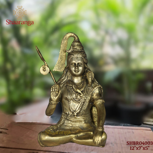 12 Inches Brass Shiva Sitting