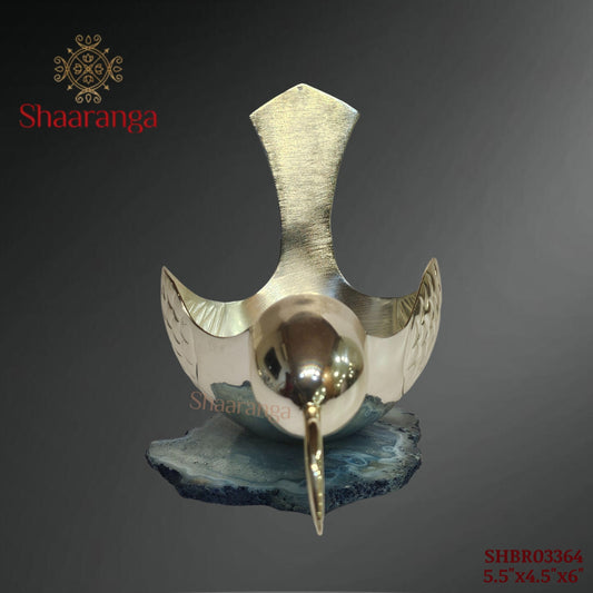 5.5 Inches silver finish Bird with Agate Stone base