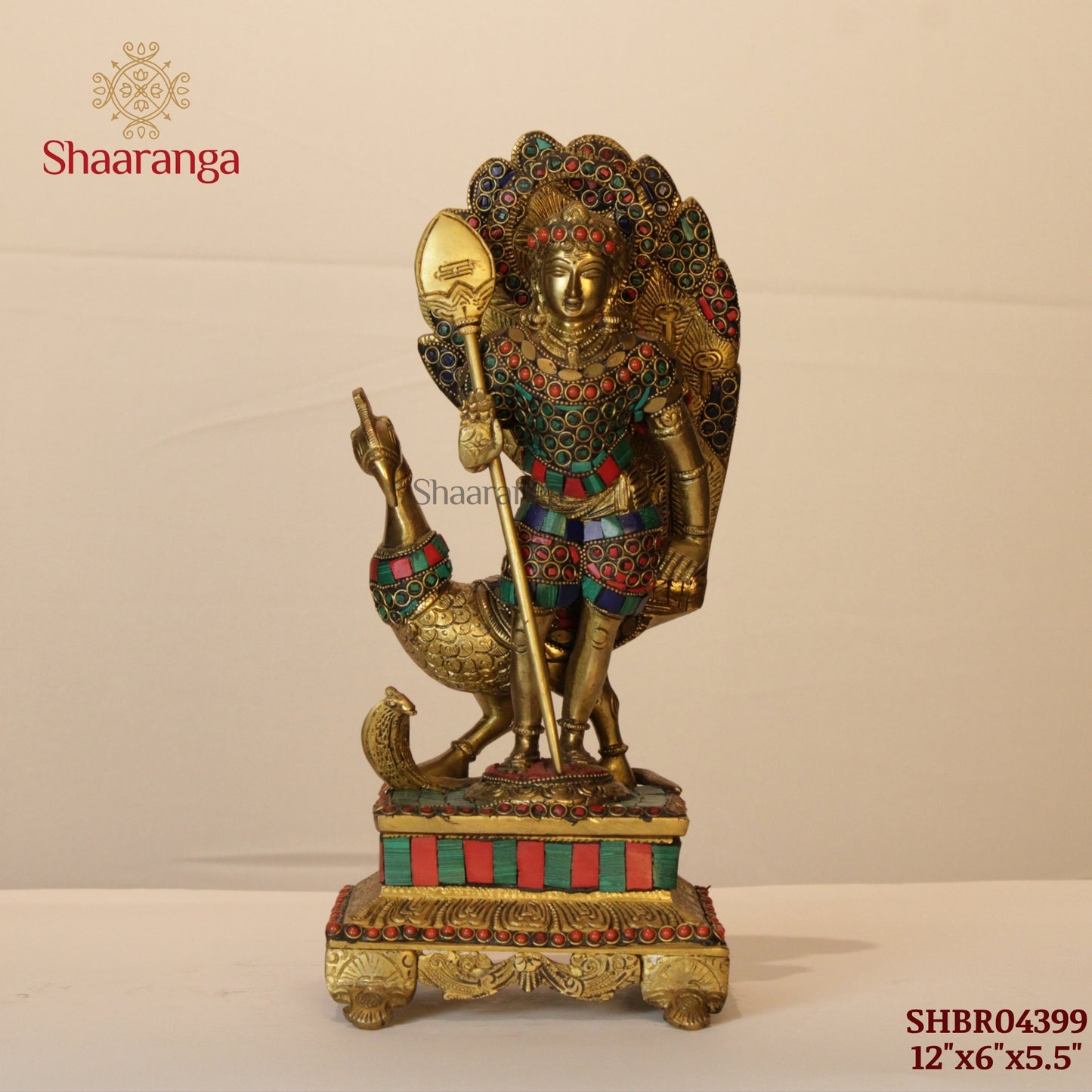 12 Inches Brass Kartikeya