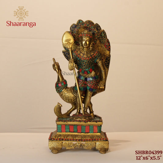 12 Inches Brass Kartikeya
