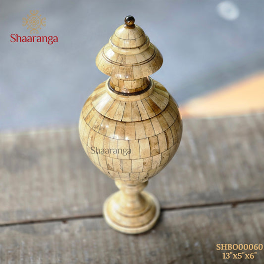 13 Inches Bone Surahi Pot with Lid