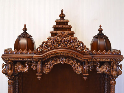 Shaaranga Premium Teakwood Temple with Triple Domes & Elephant Pillars