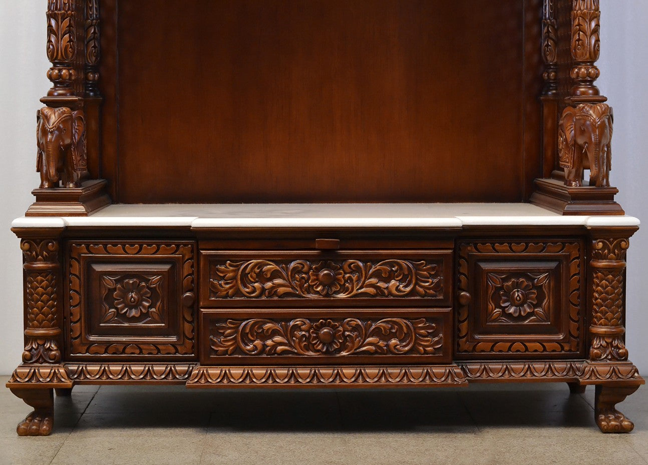 Shaaranga Premium Teakwood Temple with Triple Domes & Elephant Pillars