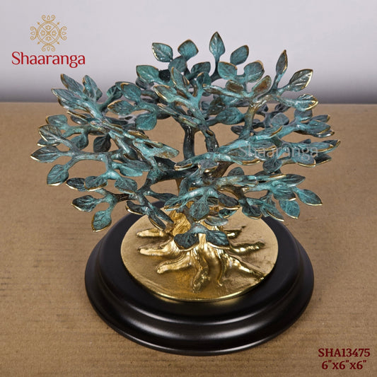 6 Inches Brass Tree with Round Base