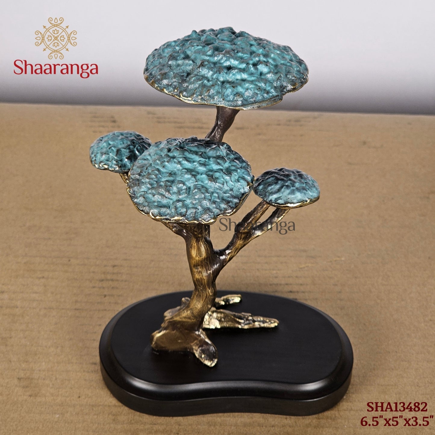 6.5 Inches Brass Tree with Wooden Base