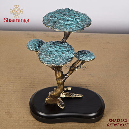 6.5 Inches Brass Tree with Wooden Base