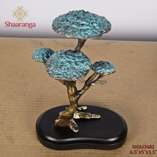 6.5 Inches Brass Tree with Wooden Base