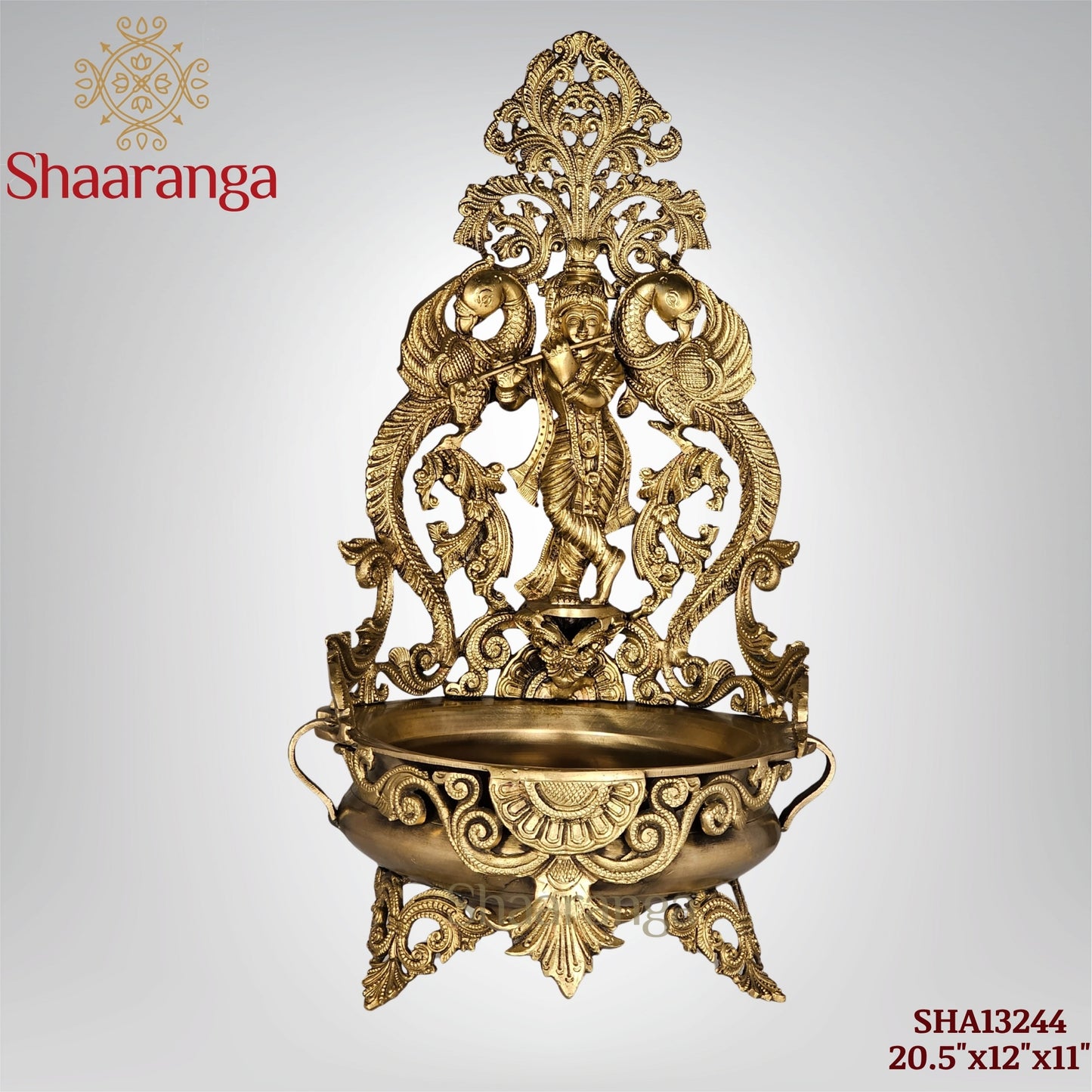 20.5 Inches Bronze Krishna Urli