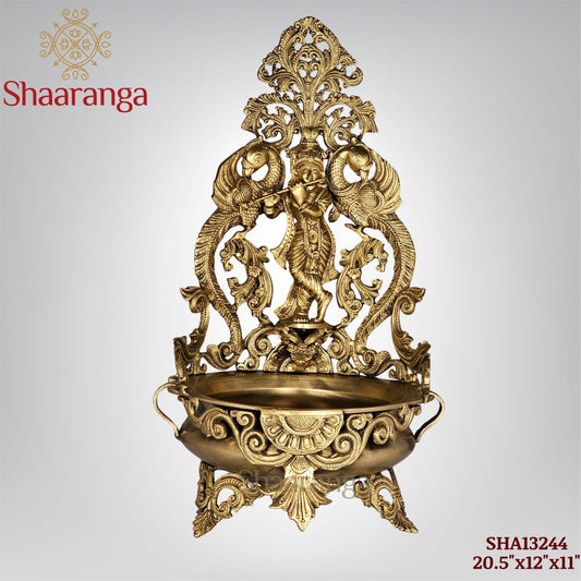 20.5 Inches Bronze Krishna Urli