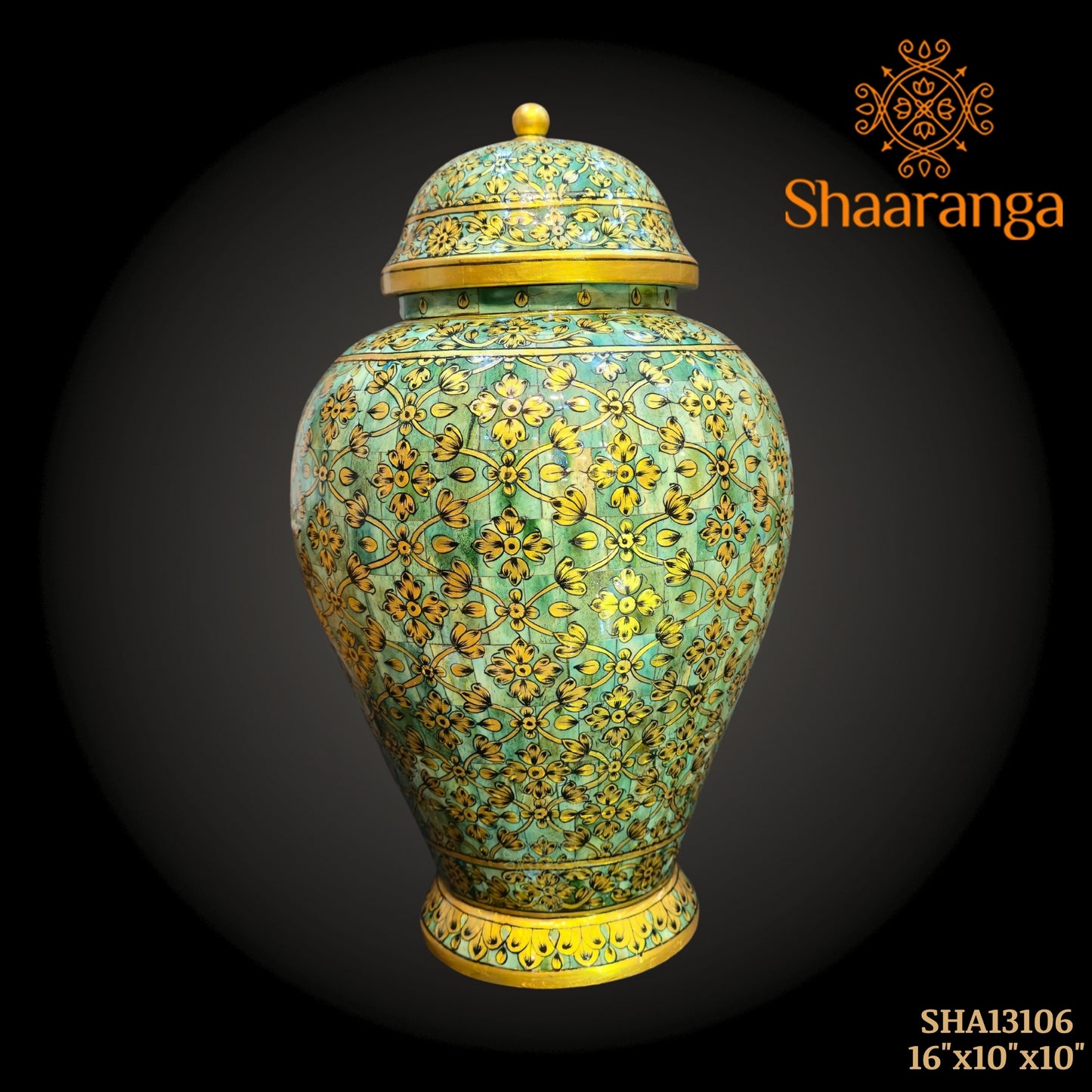 16 inches Bone decorative Vase with lid, exquisitely hand painted with intricate micro artwork