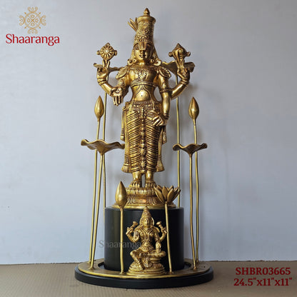 24 Inches Customised Brass Lord Venkateshwara with Lakshmi Devi in Lotus Aura
