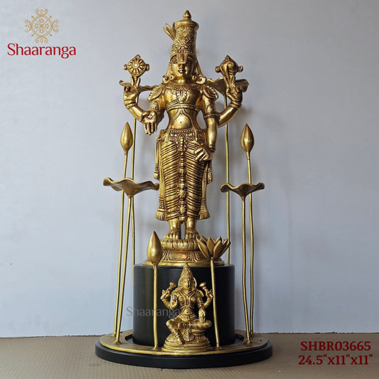 24 Inches Customised Brass Lord Venkateshwara with Lakshmi Devi in Lotus Aura