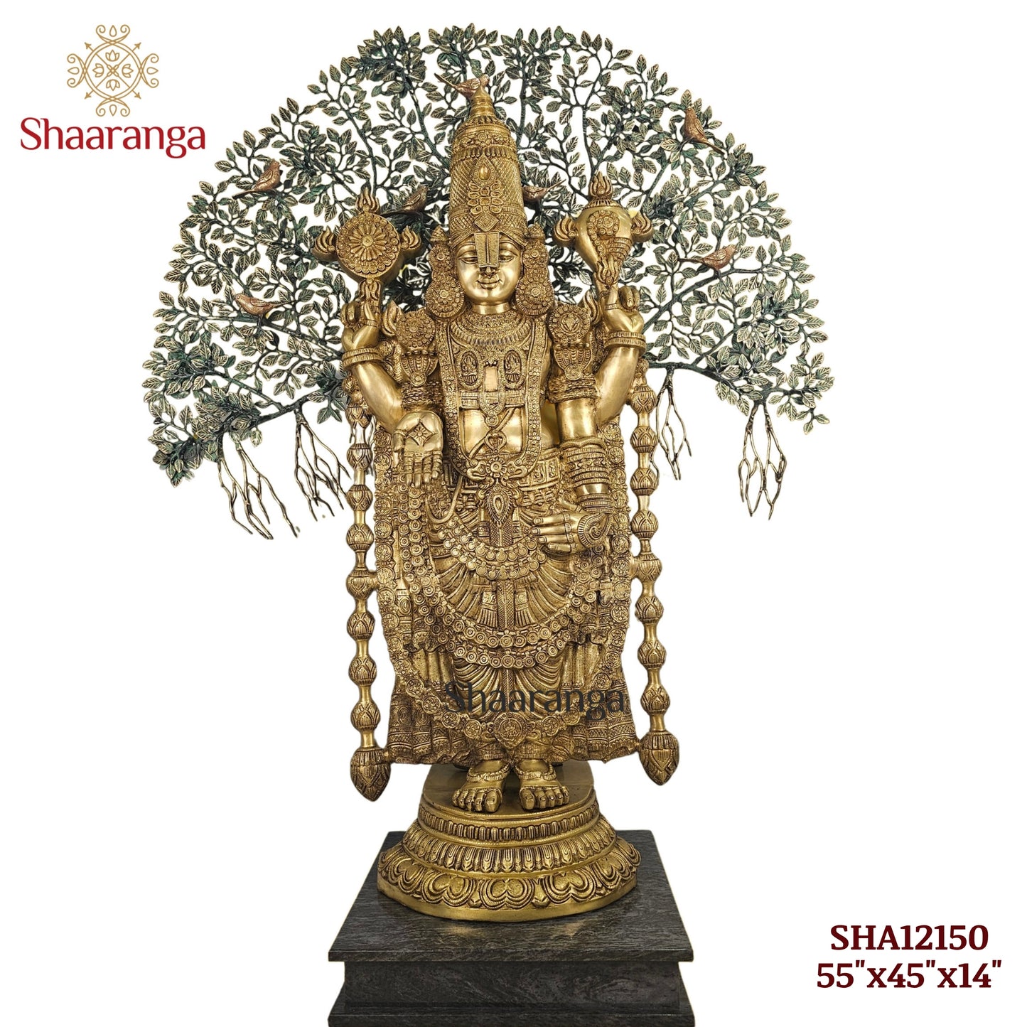 55 Inches Shaaranga Signature “Shesha Shaila Venkateshwara” – Majestic Brass Masterpiece with Sacred Tree