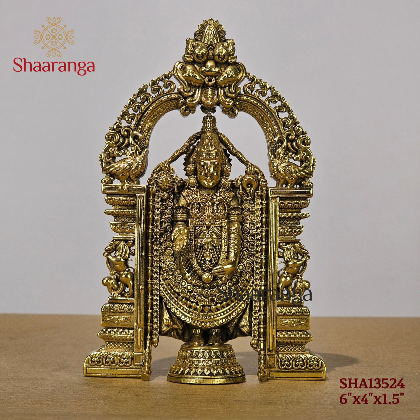 6 Inches Fine Brass Tirupati Balaji Idol - Premium Handcrafted Deity Statue