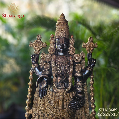 42 Inches Brass Tirupati Balaji with Wooden pedestal