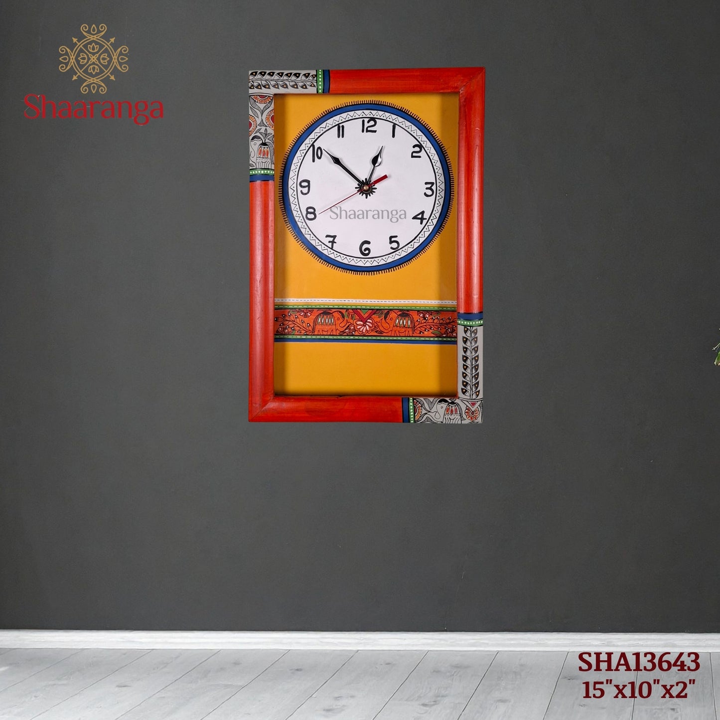 15x10 Inches Wooden Handcrafted Wall Clock
