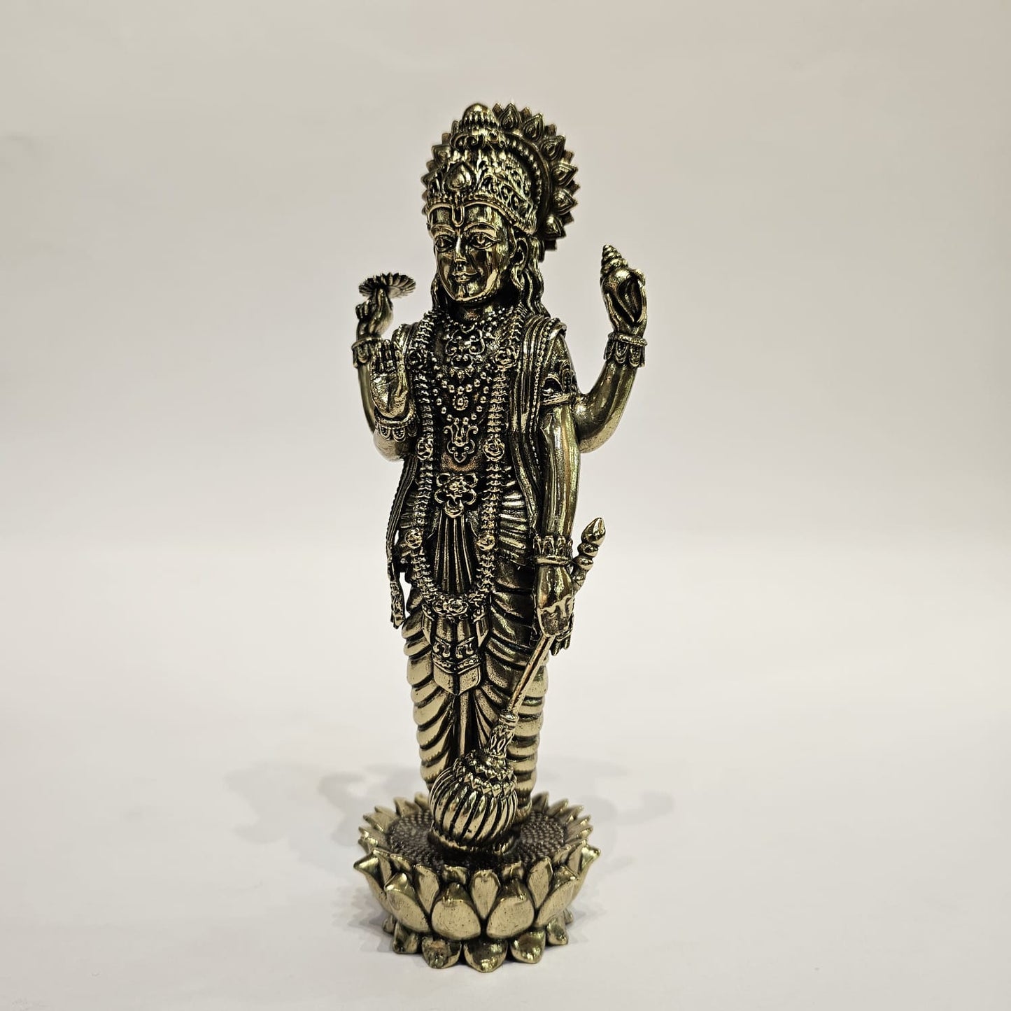 6.5 Inches Brass Vishnu Standing Idol