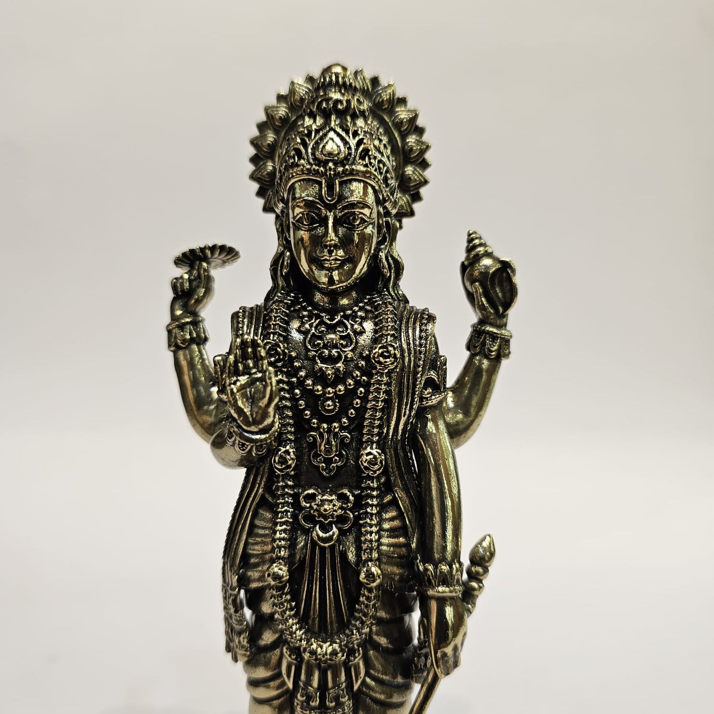 6.5 Inches Brass Vishnu Standing Idol