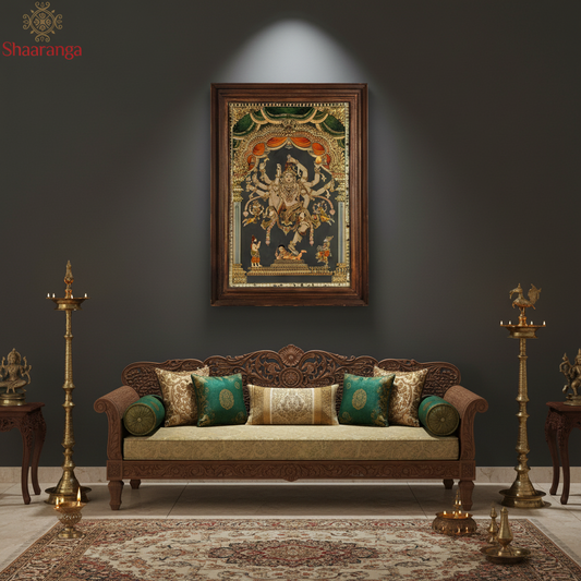 Urdhva Tandava Shiva Tanjore Painting – Antique Finish Masterpiece with Non Gold work